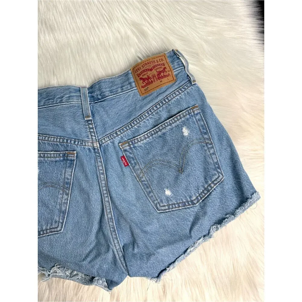 Levi’s 501 Original Fit Distressed High Rise Denim Cut Offs